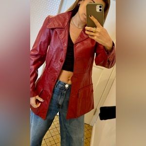Red leather jacket blazer